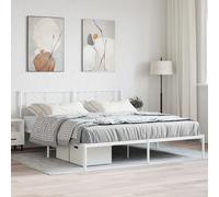 Vidaxl Cadre De Lit Métal Avec Tête De Lit Blanc 180x200 Cm Blanc