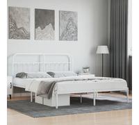 Vidaxl Cadre De Lit Métal Avec Tête De Lit Blanc 180x200 Cm Blanc