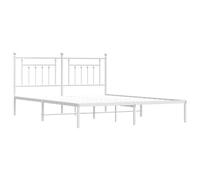 vidaXL Cadre de lit métal avec tête de lit Blanc 180x200 cm, lit Double, Meuble de Chambre à Coucher, lit d'invité, lit, Cadre de lit en métal
