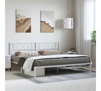 vidaXL Cadre de lit métal avec tête de lit Blanc 183x213 cm, lit Double, Meuble de Chambre à Coucher, lit d'invité, lit, Cadre de lit métallique