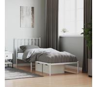 Vidaxl Cadre De Lit Métal Avec Tête De Lit Blanc 80x200 Cm Blanc