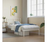 Vidaxl Cadre De Lit Métal Avec Tête De Lit Blanc 80x200 Cm Blanc