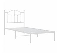 vidaXL Cadre de lit métal avec tête de lit Blanc 80x200 cm, lit Simple, Meuble de Chambre à Coucher, lit d'invité, lit, Cadre de lit en métal, sommier