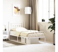 Vidaxl Cadre De Lit Métal Avec Tête De Lit Blanc 90x190 Cm Blanc