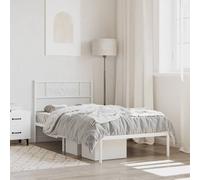 Vidaxl Cadre De Lit Métal Avec Tête De Lit Blanc 90x190 Cm Blanc