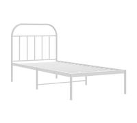 vidaXL Cadre de lit métal avec tête de lit Blanc 90x190 cm, lit Simple, Meuble de Chambre à Coucher, lit d'invité, lit, Cadre de lit en métal, sommier
