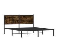 vidaXL Cadre de lit métallique sans matelas – tête de lit chêne fumé – 140x200 cm