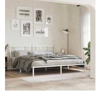 vidaXL Cadre de Lit Métal avec Tête de Lit, Lit Double avec Lattes et Pieds, Lit Adulte de Chambre à Coucher Intérieur, 376379