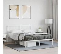 Vidaxl Cadre De Lit Métal Avec Tête De Lit Blanc 140x190 Cm Blanc