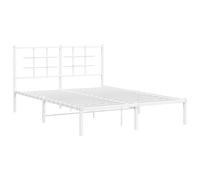 vidaXL Cadre de Lit Métal avec Tête de Lit, Lit Double avec Sommier à Lattes, Lit Adulte avec Pied, Meuble de Chambre, 355611 Blanc G