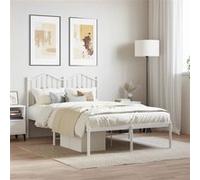 vidaXL Cadre de lit métal avec tête de lit blanc 120x190 cm