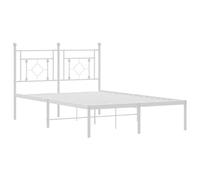 vidaXL Cadre de Lit Métal avec Tête de Lit, Lit Double avec Sommier à Lattes, Lit Adulte avec Pied, Meuble de Chambre, Moderne, Blanc 120x190 cm