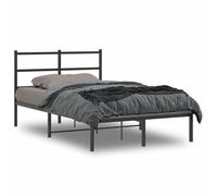 Vidaxl Cadre De Lit Métal Avec Tête De Lit Noir 120x190 Cm Noir