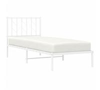 vidaXL Cadre de Lit Métal avec Tête de Lit, Lit Simple avec Sommier à Lattes, Lit Adulte avec Pied, Meuble de Chambre, Moderne, Blanc 80x200 cm