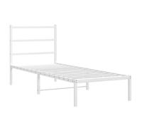 Cadre de Lit Métal avec Tête de Lit, Lit Simple avec Sommier à Lattes, Lit Adulte avec Pied, Meuble de Chambre, Moderne, Blanc 80x200 cm