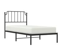 vidaXL Cadre de Lit Métal avec Tête de Lit, Lit Simple avec Sommier à Lattes, Lit Adulte avec Pied, Meuble de Chambre à Coucher, Noir 90x190 cm