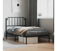 Vidaxl Cadre De Lit Métal Avec Tête De Lit Noir 100x200 Cm Noir