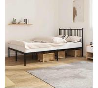 vidaXL Cadre de lit métal avec tête de lit noir 120x190 cm 350861