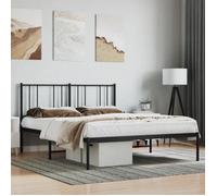 Vidaxl Cadre De Lit Métal Avec Tête De Lit Noir 120x190 Cm Noir