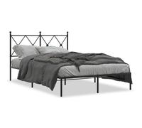 Vidaxl Cadre De Lit Métal Avec Tête De Lit Noir 120x190 Cm Noir