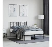 Vidaxl Cadre De Lit Métal Avec Tête De Lit Noir 120x190 Cm Noir