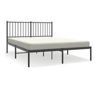 Cadre de lit métal avec tête de lit noir 135x190 cm, lit double, meuble de chambre à coucher, lit d'invité, lit, cadre de lit en métal, sommier