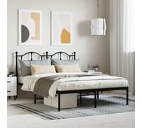 Vidaxl Cadre De Lit Métal Avec Tête De Lit Noir 140x190 Cm Noir