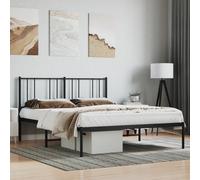 Vidaxl Cadre De Lit Métal Avec Tête De Lit Noir 140x190 Cm Noir