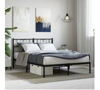 vidaXL Cadre de lit métal avec tête de lit 150x200 cm Noir