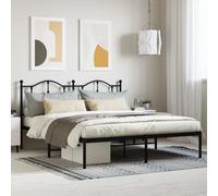 vidaXL Cadre de lit métal avec tête de lit noir 160x200 cm