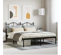 vidaXL Cadre de lit métal avec tête de lit noir 160x200 cm 353442