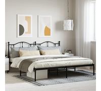 Vidaxl Cadre De Lit Métal Avec Tête De Lit Noir 200x200 Cm Noir