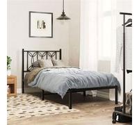 vidaXL Cadre de lit métal avec tête de lit Noir 90x190 cm Lit simple avec sommier