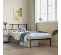 Vidaxl Cadre De Lit Métal Avec Tête De Lit Noir 90x190 Cm Noir