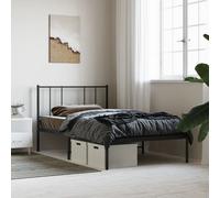 vidaXL Cadre de lit métal avec tête de lit noir 90x200 cm