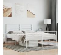 Vidaxl Cadre De Lit Métal Avec Tête De Lit/Pied De Lit Blanc 120x190cm Blanc