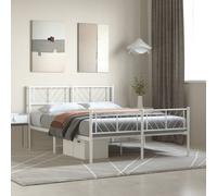 Vidaxl Cadre De Lit Métal Avec Tête De Lit/Pied De Lit Blanc 140x190cm Blanc