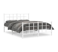 Vidaxl Cadre De Lit Métal Avec Tête De Lit/Pied De Lit Blanc 140x190cm Blanc