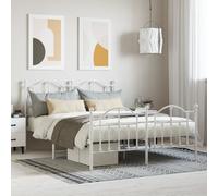 Vidaxl Cadre De Lit Métal Avec Tête De Lit/Pied De Lit Blanc 140x200cm Blanc