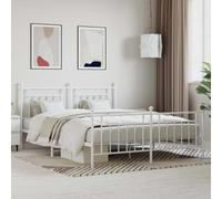 vidaXL Bedframe met hoofd- en voeteneinde metaal wit 180x200 cm353608 Blanc G