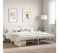 Vidaxl Cadre De Lit Métal Avec Tête De Lit/Pied De Lit Blanc 200x200cm Blanc