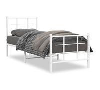 vidaXL Cadre de lit métal avec tête de lit/pied de lit blanc 80x200 cm