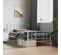 Vidaxl Cadre De Lit Métal Avec Tête De Lit/Pied De Lit Blanc 80x200 Cm Blanc