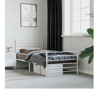 vidaXL Cadre de lit métal avec tête et pied de lit Blanc 90x190 cm lit simple