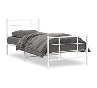 Vidaxl Cadre De Lit Métal Avec Tête De Lit/Pied De Lit Blanc 90x190 Cm Blanc