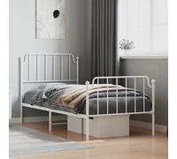 Vidaxl Cadre De Lit Métal Avec Tête De Lit/Pied De Lit Blanc 90x190 Cm Blanc