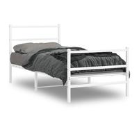 Vidaxl Cadre De Lit Métal Avec Tête De Lit/Pied De Lit Blanc 90x200 Cm Blanc