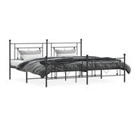 vidaXL Cadre de Lit Métal avec Tête de Lit Pied de Lit, Lit Double avec Sommier à Lattes, Lit Adulte avec Pied Chambre, Moderne, Noir 200x200 cm