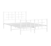 vidaXL Cadre de Lit Métal avec Tête de Lit Pied de Lit, Lit Double avec Sommier à Lattes, Lit Adulte avec Pied Chambre, Moderne, Blanc 140x190 cm