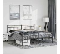 vidaXL Cadre de lit métal avec tête de lit/pied de lit noir 193x203 cm Noir